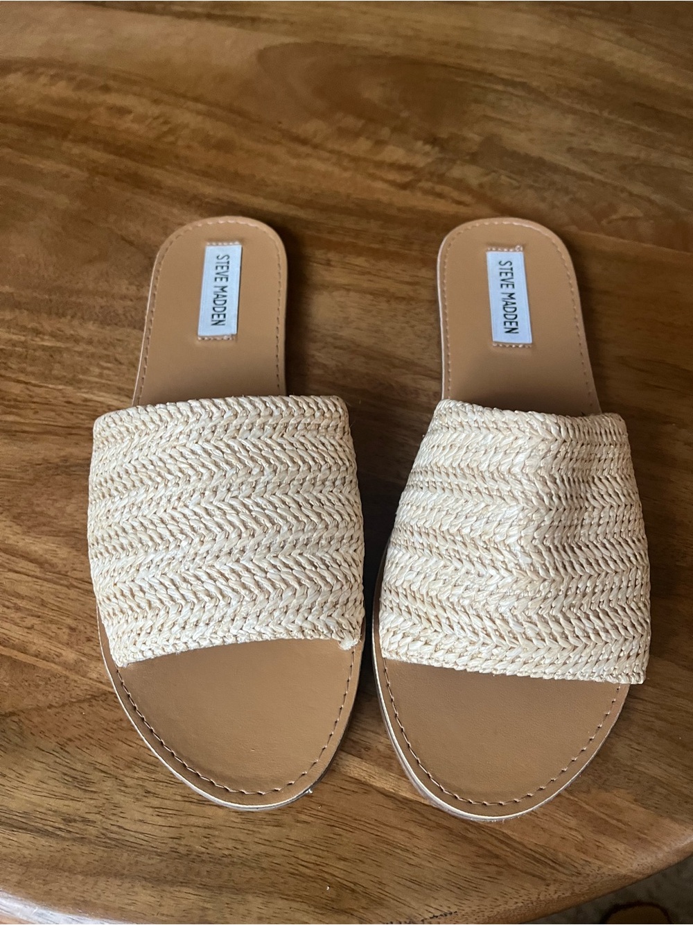 Steve Madden Natural Woven Slide Mules